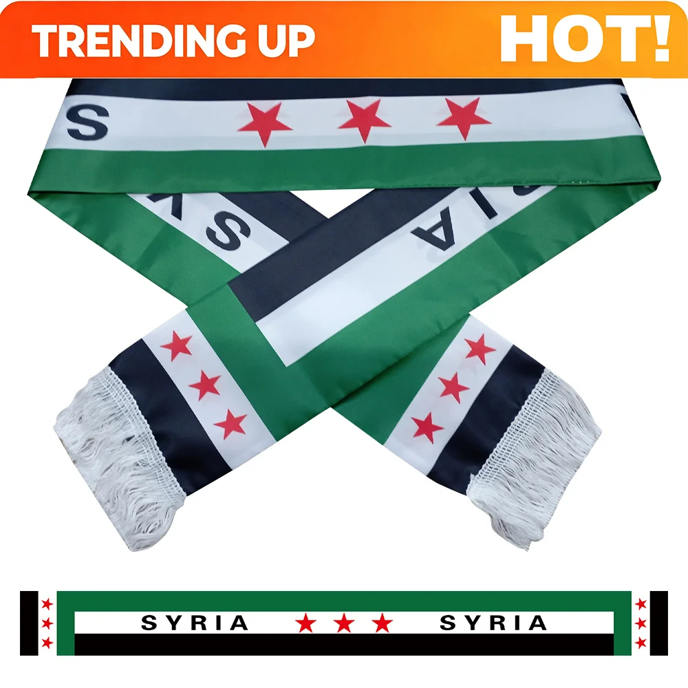 Customize Syria Scarf 15*150cm The Syrian Arab Republic Syrian three Star Scarf Banner For event decoration