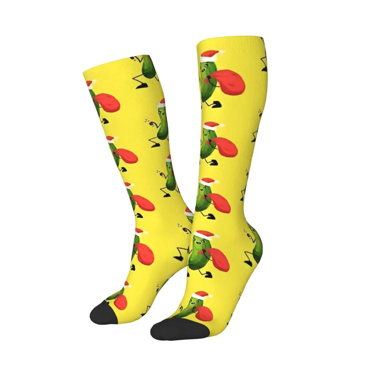 Christmas Pickle Yellow Socks Vintage Stockings Female Soft Outdoor Socks Winter Design Non-Slip Socks