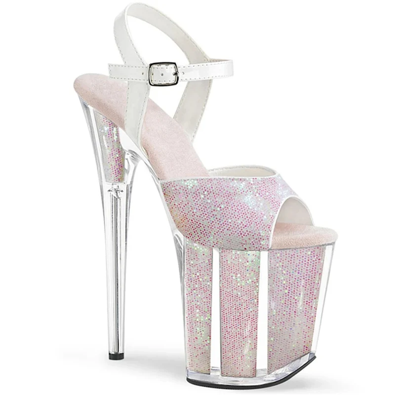 New shiny crystal shoes 20CM stage catwalk customized dress super high heel sandals