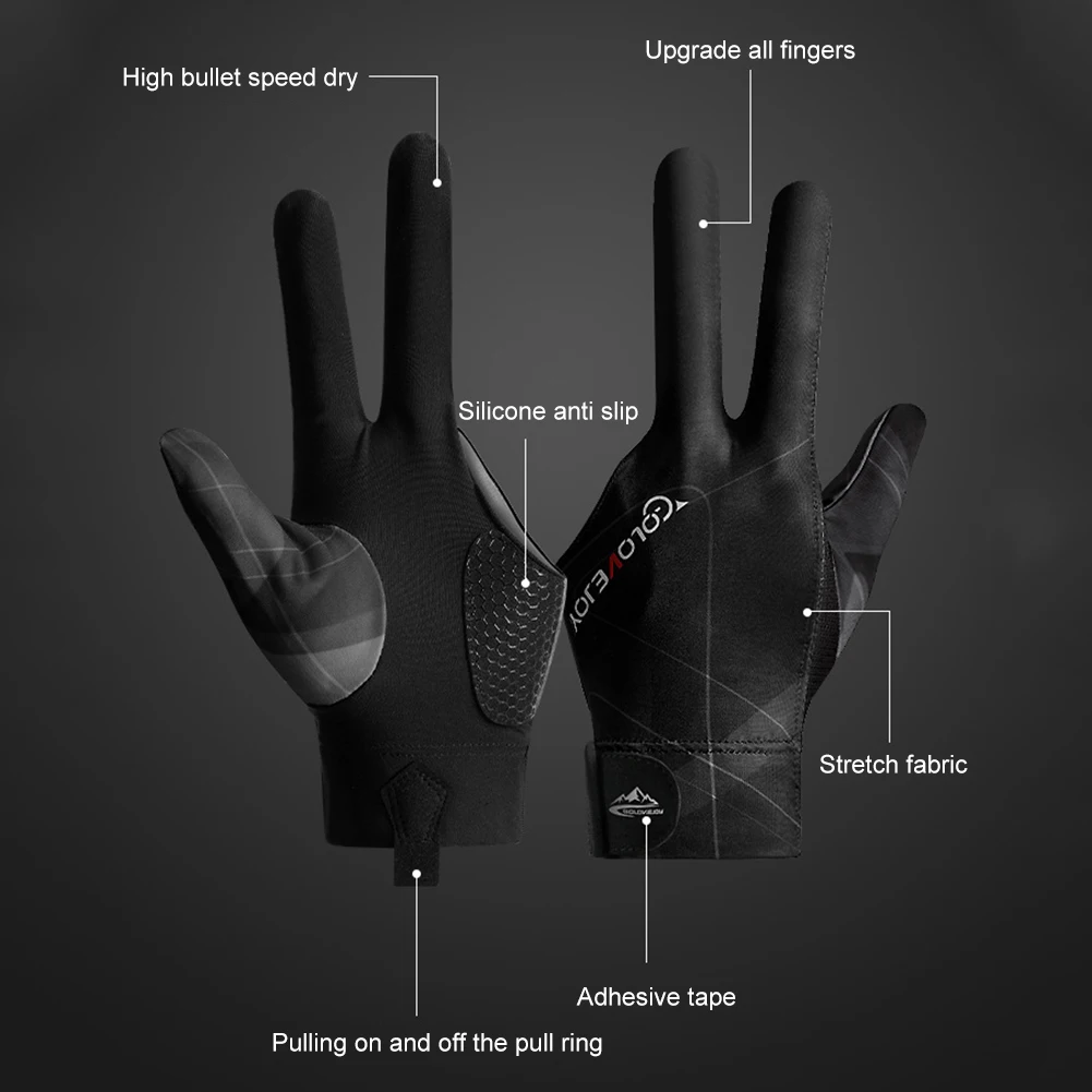 Full-Finger Billiards Gloves Non-Slip Billiard Training Gloves Left/Right Hand Universal Billiard Sports Accessories