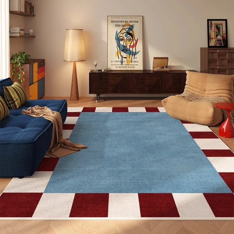 Creative Checkered Pattern Living Room Carpet Vintage Luxury Sofa Coffee Table Floor Mat Home Decor Washable Bedroom Bedside Rug