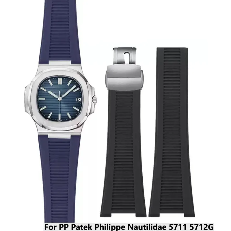 

Watch Band For PP Patek Philippe Nautilidae 5711 5712G 5726 5980 Waterproof Sweat-Proof Men Silicone Rubber Watch Strap 25*13mm