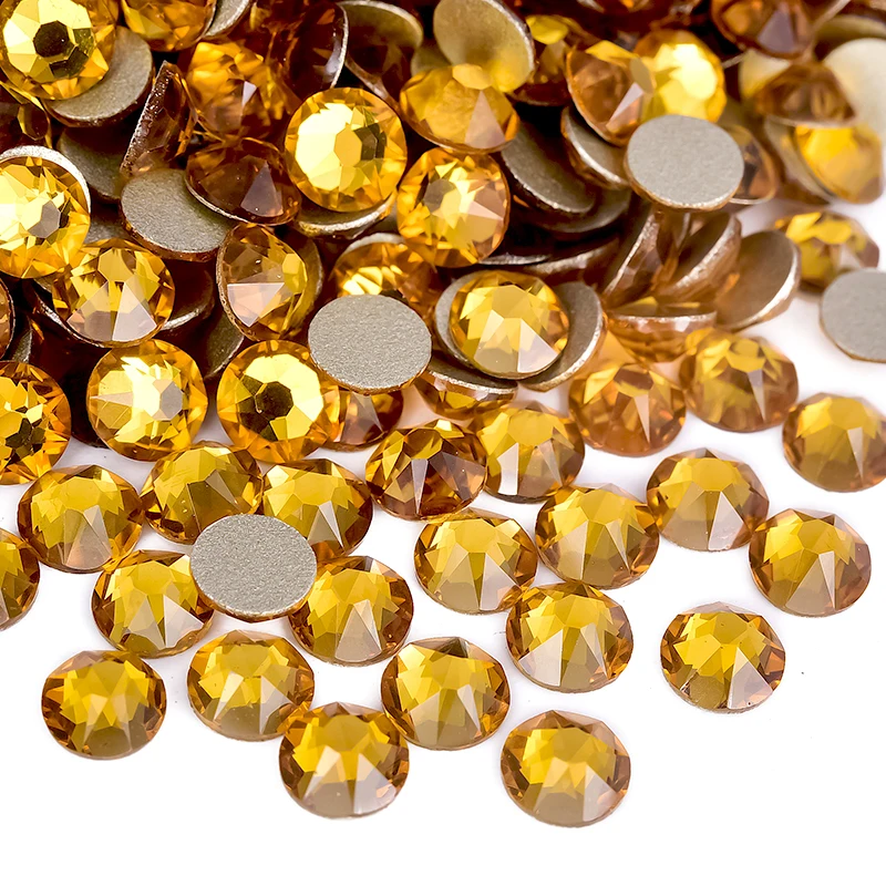 Billow Top 2088 Glitzer, nicht Hotfix-Strasssteine, Topas-Edelsteine, Kristall SS16-SS30, goldfarbene Flatback-Kleber für DIY-Nagelkunst-Dekorationen – Detail 8
