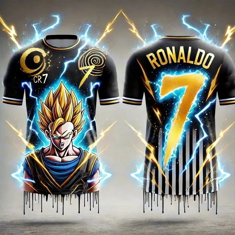 Summer AI Wukong Ronaldo Football Shirt Multiple Fashionable Casual Sports Shirts for Adults and Children Plus-size T-shirt