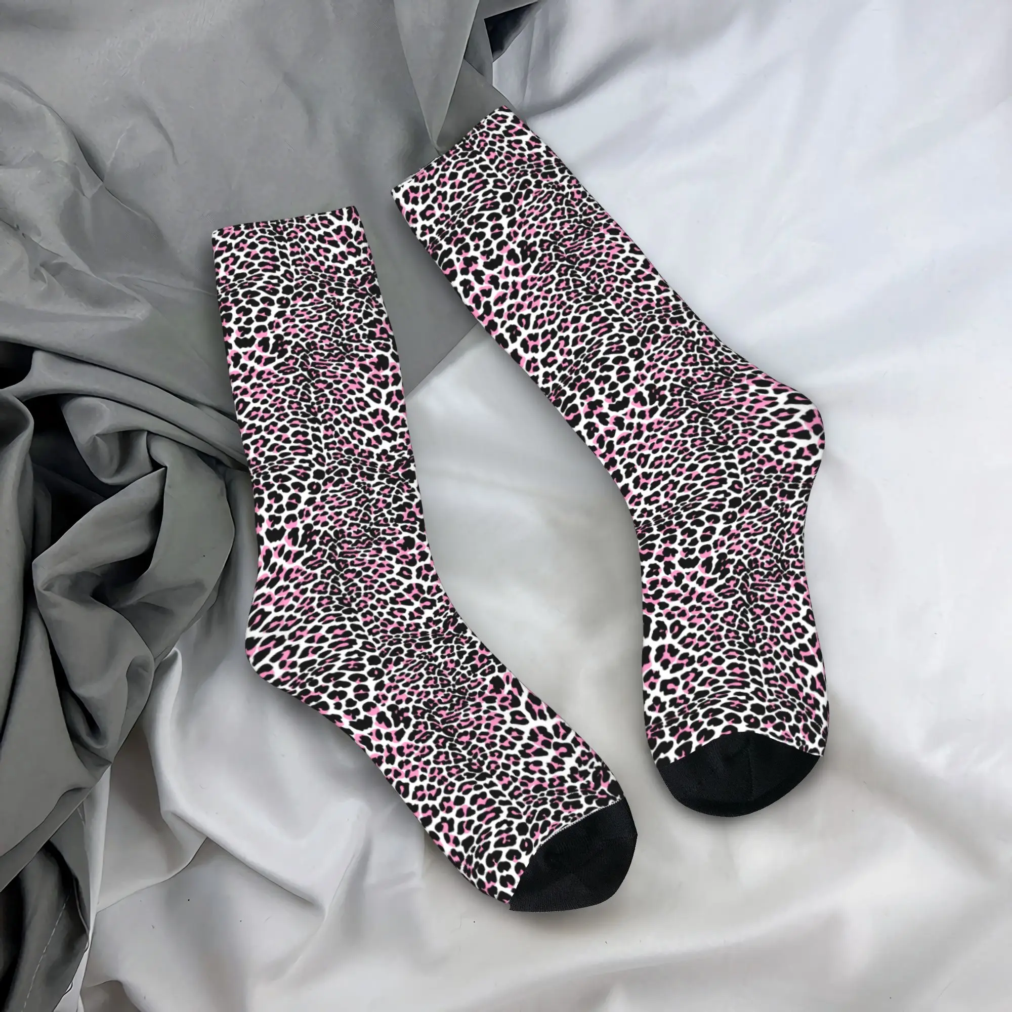 

Men Socks Leopard Print Seamless Pattern Stockings Anti Bacterial Breathable Socks Autumn Fashion Pattern Cycling Socks