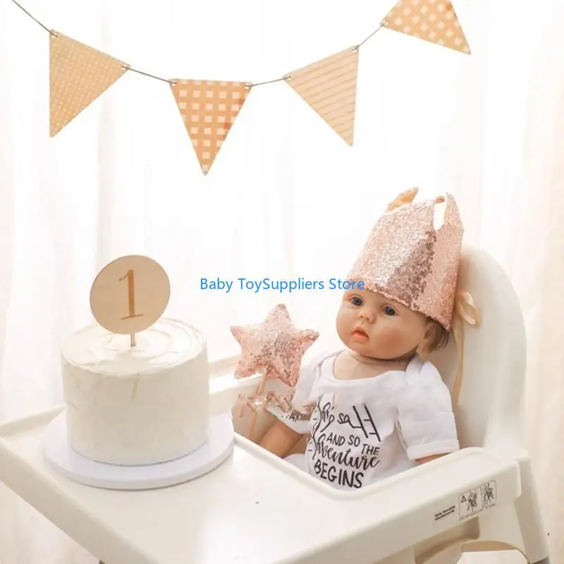 

R1WF Trend Kids Party Hat Enchanting Wand Party Headband Glittering Magical Wand Gift Unique Birthday Experience for Kids