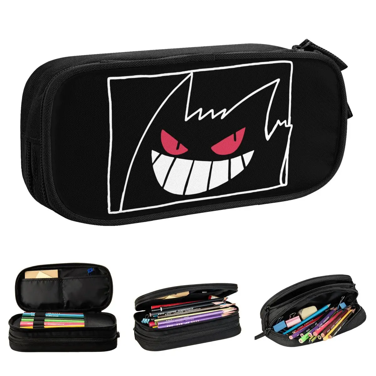 Estojo para lápis Hello Gengar, Ghost Kaiju, estilo japonês, Pokémon Pencil Box para estudantes, sacos de papelaria para cosméticos escolares