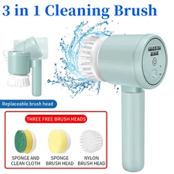 3 In 1 Electric Cleaning Brush Foldable Spin Scrubber for Bathroom with 3 Replaceable Brush Heads USB Charging for Kitchen