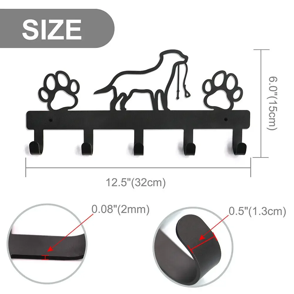 CIFBUY Metal Paw Pet Dog Hanger 5 Hooks Coat Key Lead Leash Wall Rack Holder Organizer, Towel Rack，Organizer，Storage rack