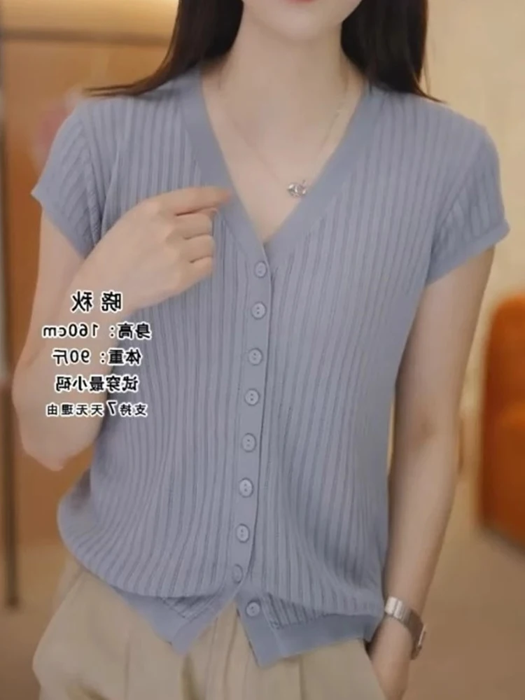 Efeito de emagrecimento gelo seda malha ort sve camiseta feminina fina verão design exclusivo coreano sle faionable topo