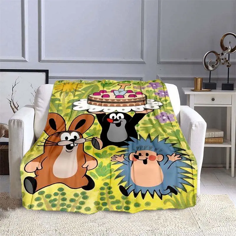 

The Little Mole Blanket Flannel Friends Together Cozy Soft Fleece Bedspread Classic Cartoon Blanket Gift for Children Kids