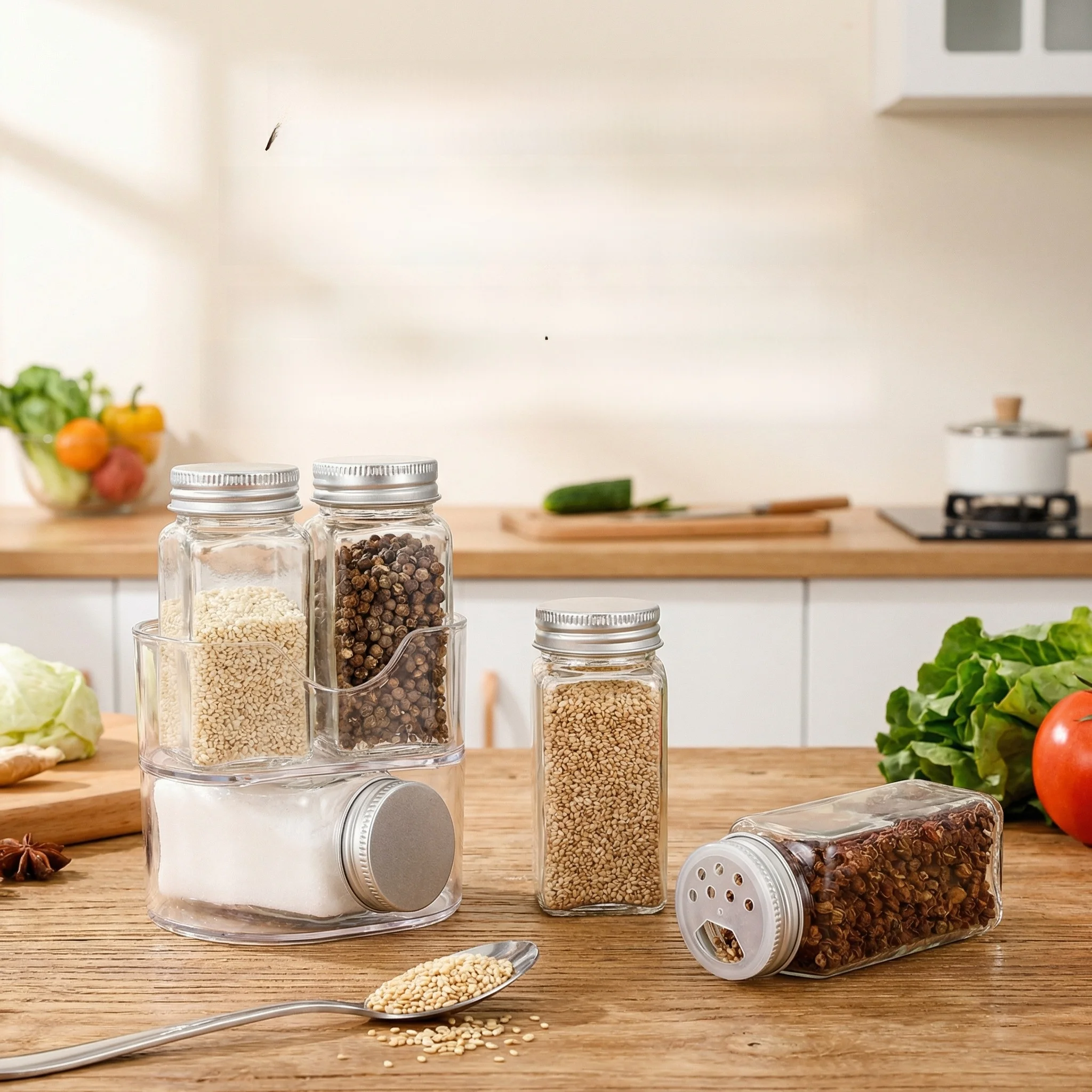 

Portable Travel Refrigerator Oil Sauce Vinegar Partition Bottle Food Grade Lead Free Seasoning Storage Jar Kitchen Essential