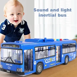 New Simulated Large Bus Model Inertial Pull-back Car Model with Lights and Music Shatterproof Children's Car Toy Birthday Gift