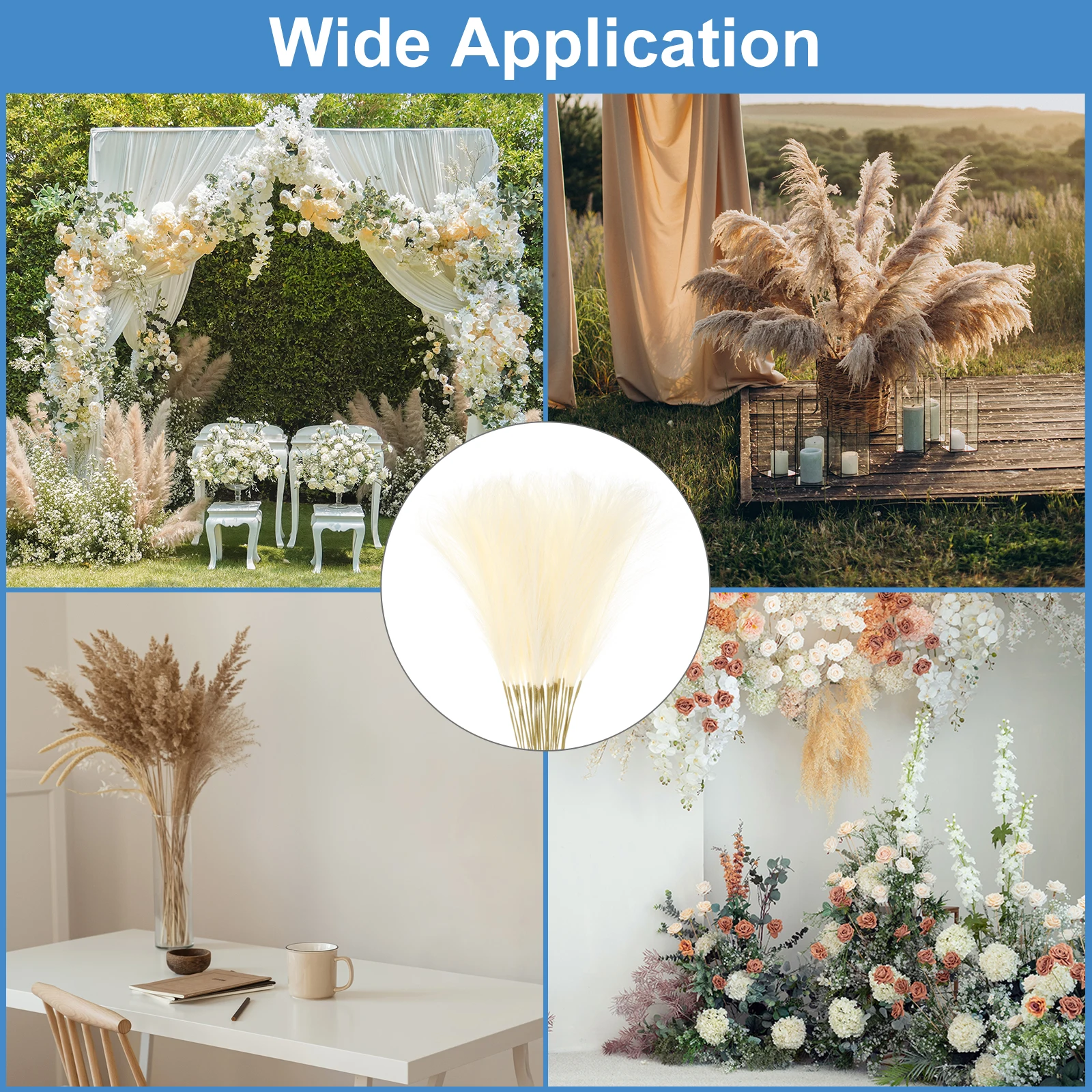 16pcs 53cm Faux Pampas Grass Artificial Pampas Grass DIY Bouquet for Wedding Party Home Living Room Decor Fake Plant Reed