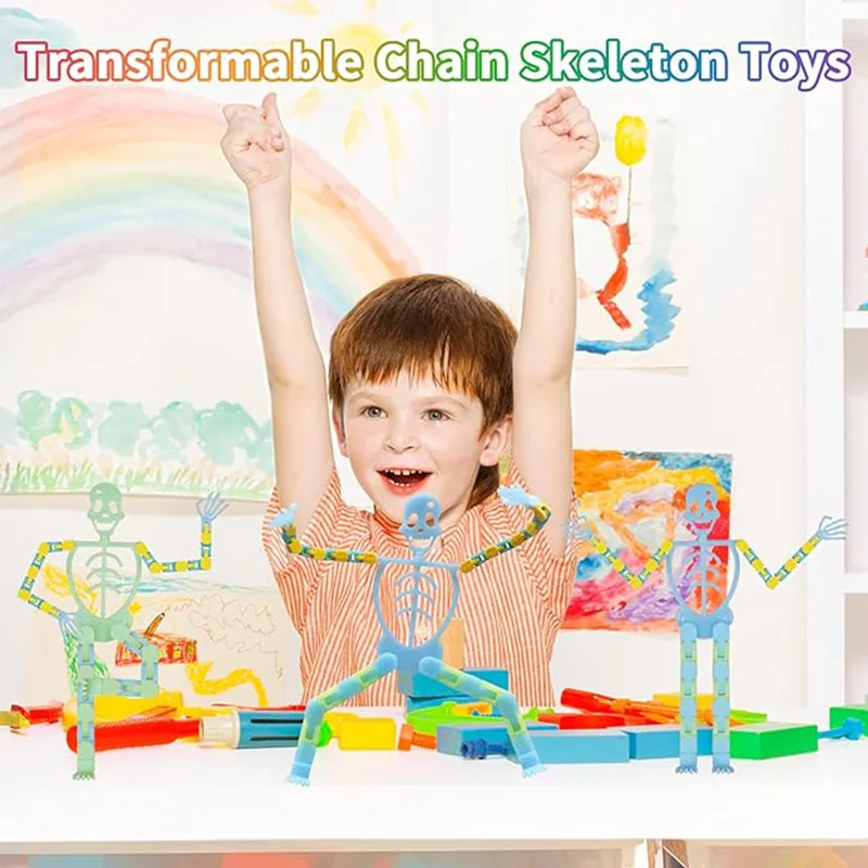 Fidgets Sensory Toys Halloween Autism Stress Relief Transformable Chain Skeleton Fluorescent Autism Stress Relief Toys For Kids