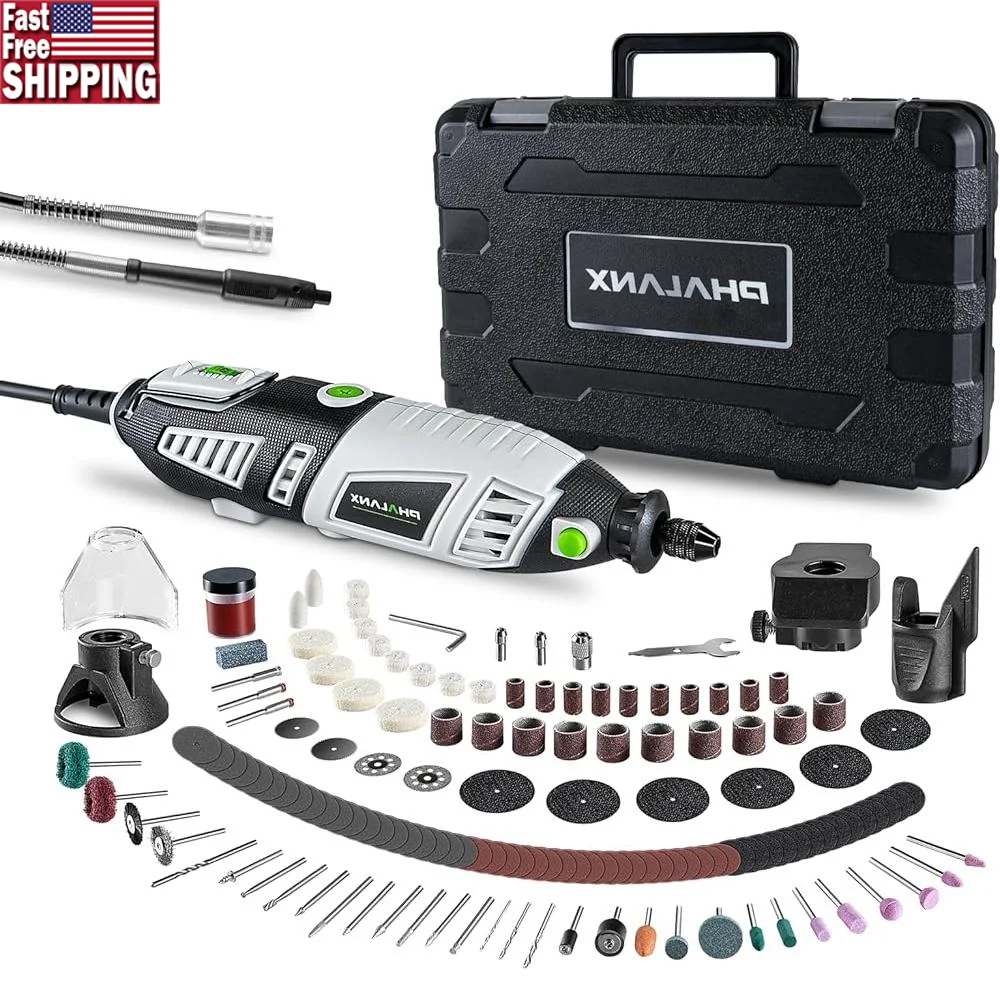 

180W Rotary Tool Kit 1.5A 6 Speed Flex Shaft 8000-35000RPM Multi Tool with 213pcs Accessories Cutting Polishing Grinding