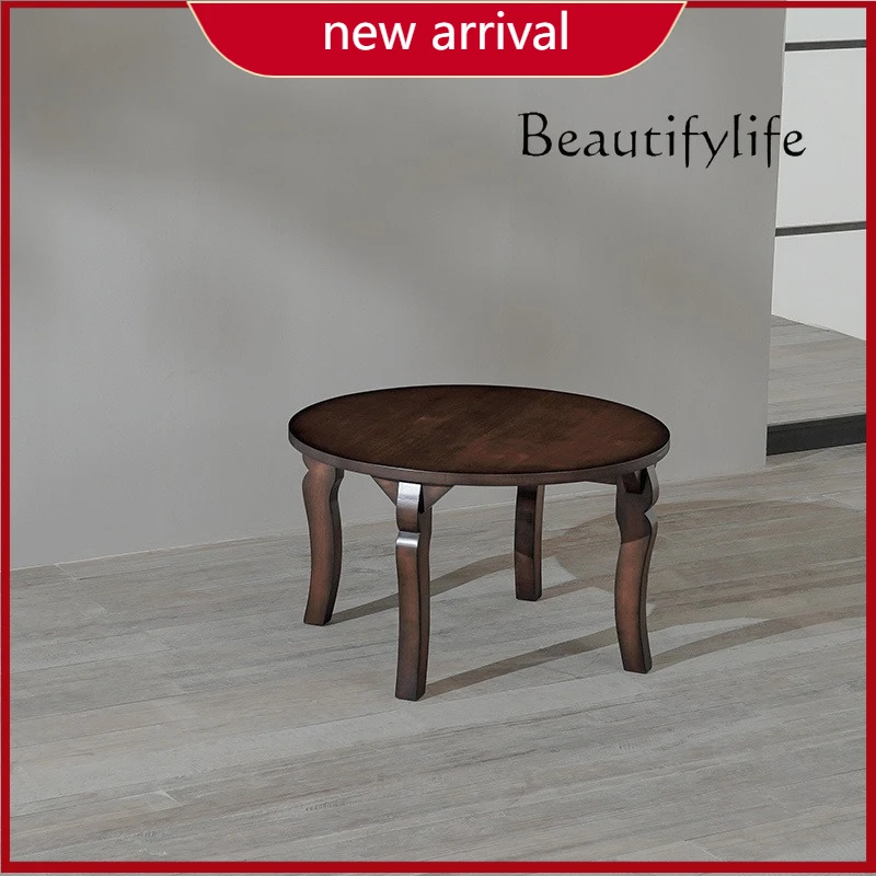 

c Vintage antique solid wood round coffee table, wabi sabi wind old coffee table, designer furniture