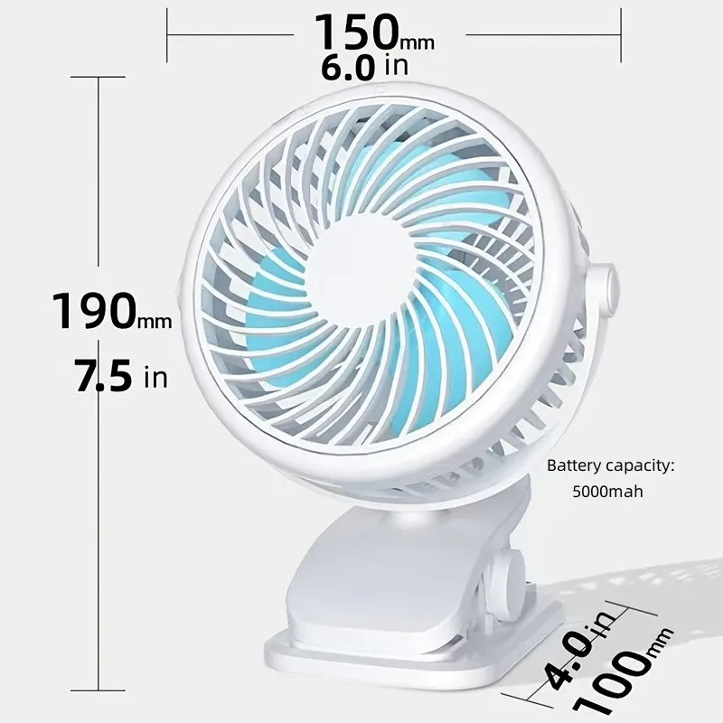 6 Inch Clip on Fan, 3 Speeds Small Fan with Strong Airflow, Clip & Desk Fan USB Plug in with Sturdy Clamp - Ultra Quiet