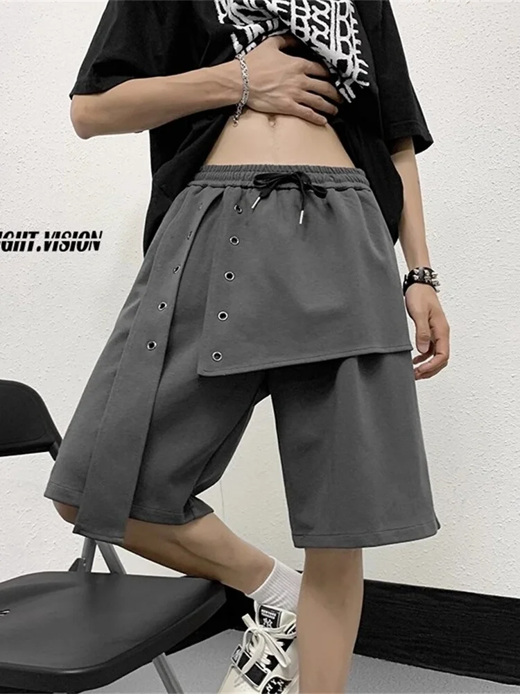 

Мужские летние брюки в стиле американского ретро, модные, с лоскутным дизайном, из пяти частей, свободные, дышащие, удобные, прямого кроя