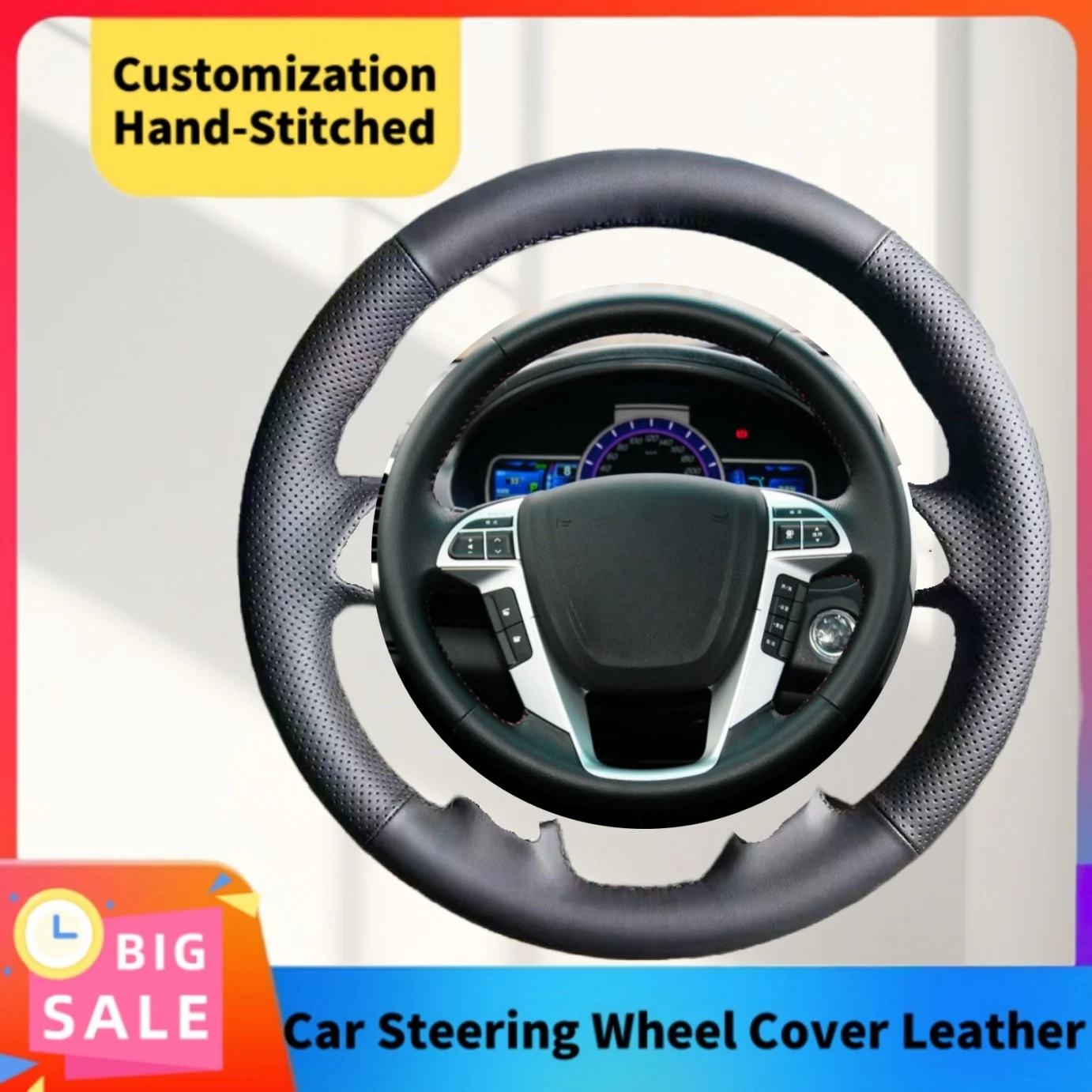 

DIY Hand-Stitched Custom High-quality Genuine Leather Steering Wheel Cover For BYD Song Qin Han EV Tang 2018 PLUS Pro MAX Yuan