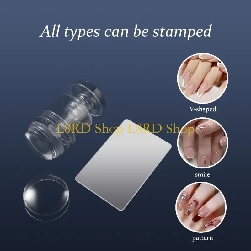 L8RD 네일 스탬퍼 키트 프렌치 팁 손톱 도구 실리콘 네일 스탬퍼 네일 스크레이퍼 투명한 네일 젤리 스탬퍼 손톱 광택제