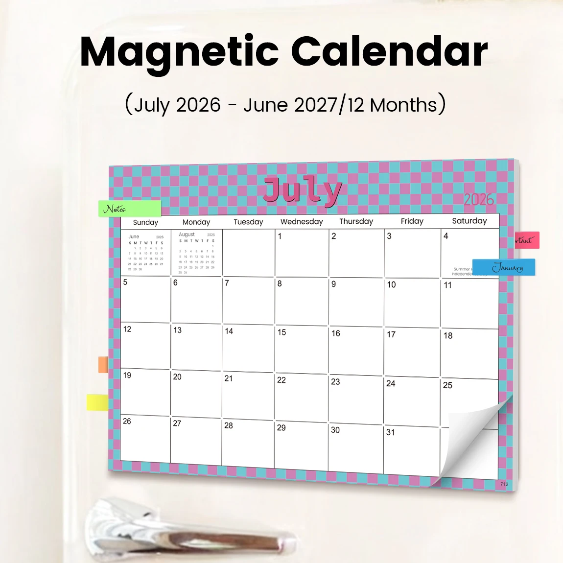 2026 Magnetic Calendar for Refrigerator, 12-Month Wall Planner with Monthly View, Eucalyptus Theme Kitchen Fridge Calendar