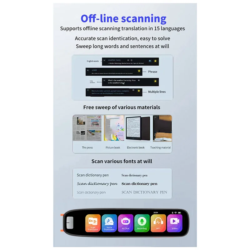 B49C GPT WIFI Scan Translator AI Chat تسجيل ذكي MP3 فيديو نص المسح الضوئي جهاز الترجمة دون اتصال نقطة القراءة