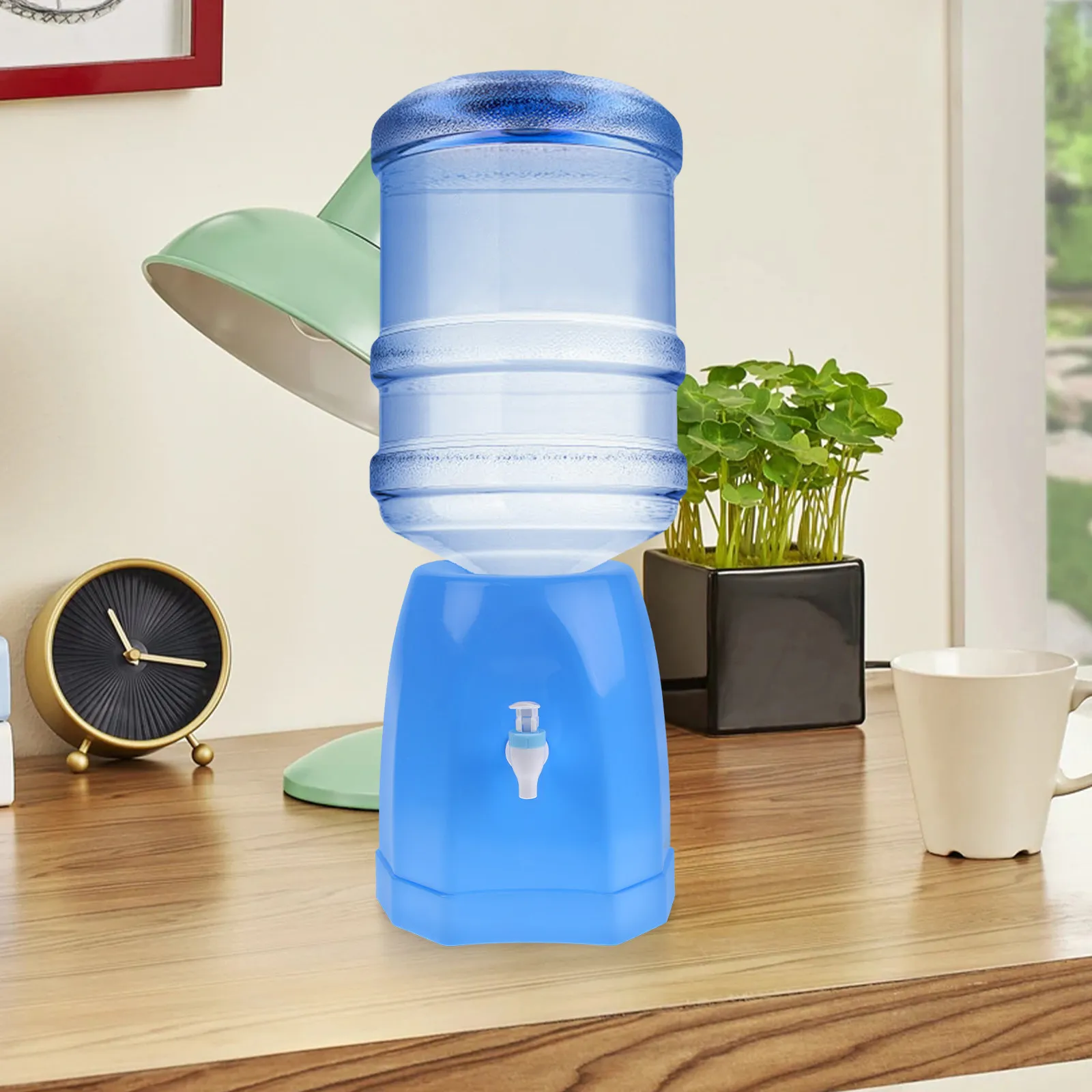 Water Dispenser Stand Blue Plastic Compact Portable Tool-Free Installation Desktop Tabletop Countertop Water Jug Holder