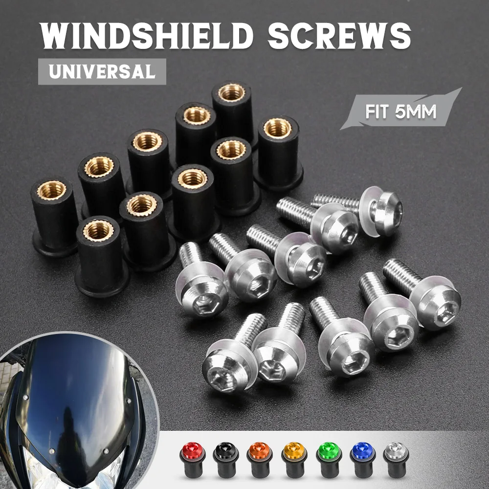 10pcs M5 Windshield Nuts Windscreen Fairing Screw Bolts FOR BMW C400GT C400X C600SPORT C650 C650GT C650SPORT F500GS F650 F650CS