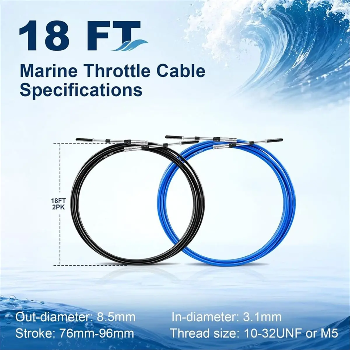 2pcs Marine Throttle Shift Remote Control Box Cable Marine Boat Throttle Shift Cable