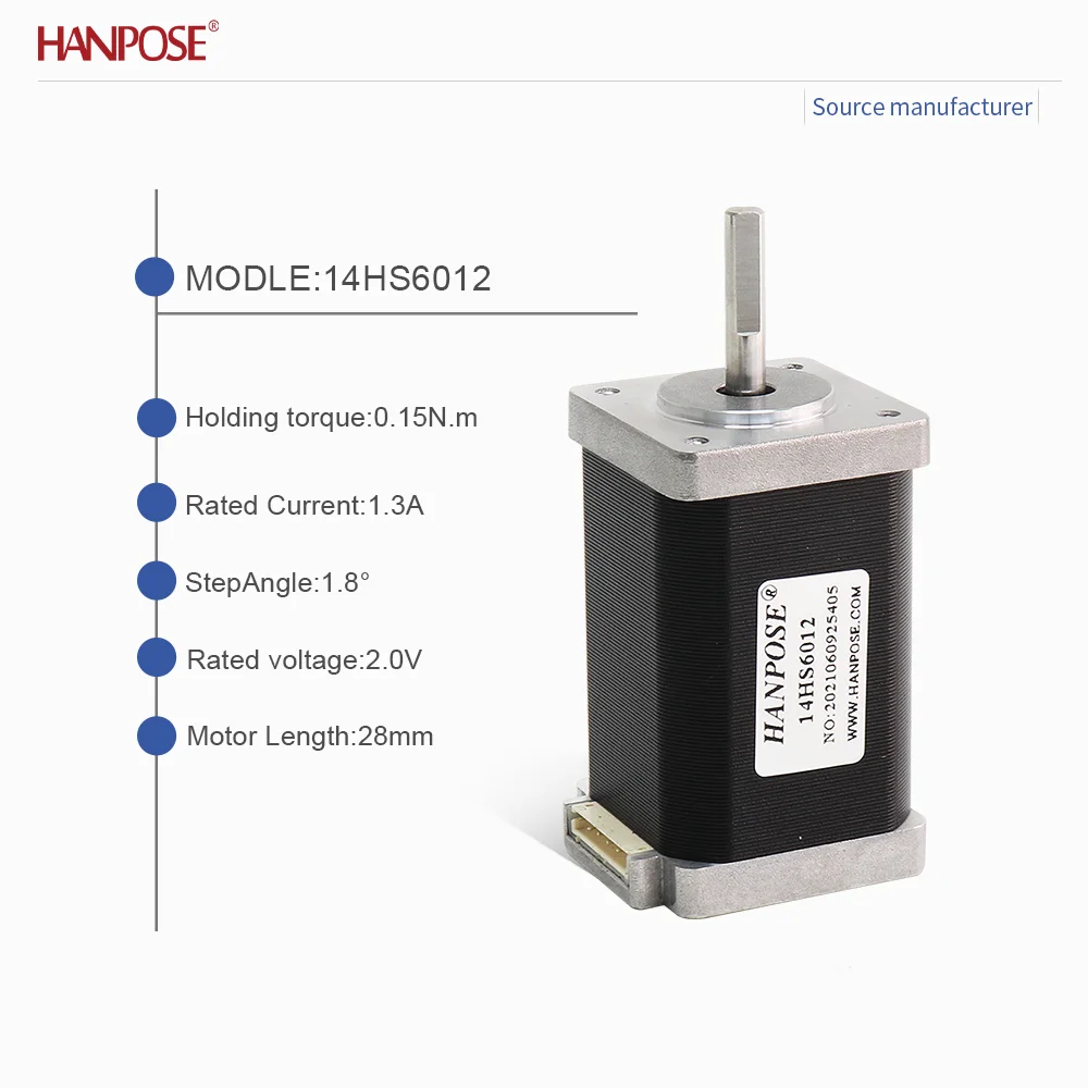 Micro precision stepper motor torque 0.4N. m current 1.3A NEMA14 model 14HS6012