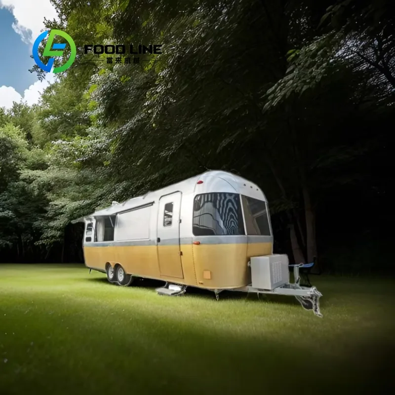 Customized Popular Aluminum RV Camper Trailer Mobile Restaurant For Ice Cream Retail & Seasoning Processing Business