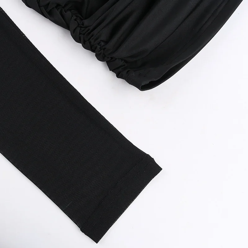 Sehen Durch Schwarz, Figurbetontes Kleid Für Frauen Kleidung Schlank Sexy Streetwear Langarm Vestidos De Mujer Patchwork Mode Outfits – Detail 19