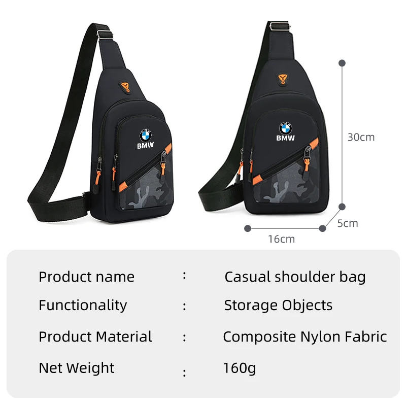 Car Logo Men Chest Bag Handbags Waist Bag Crossbody Bag Headphone Cable For BMW E90 E60 E46 E39 F30 F10 E87 X3 X4 X5 G20 M3 M5