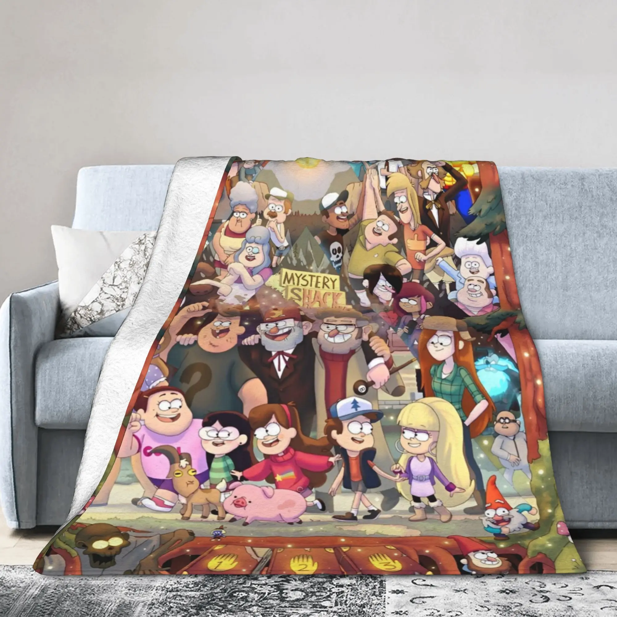 Gravitys Falls Blankets Bill Cipher Adventure Fleece Throw Blankets Summer Air Conditioning Decoration Lightweight Bedsprea,