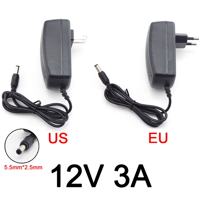 12V 3A 3000am AC to DC Power Adapter Supply Converter charger switchLed Transformer Charging   for CCTV Camera LED strip light