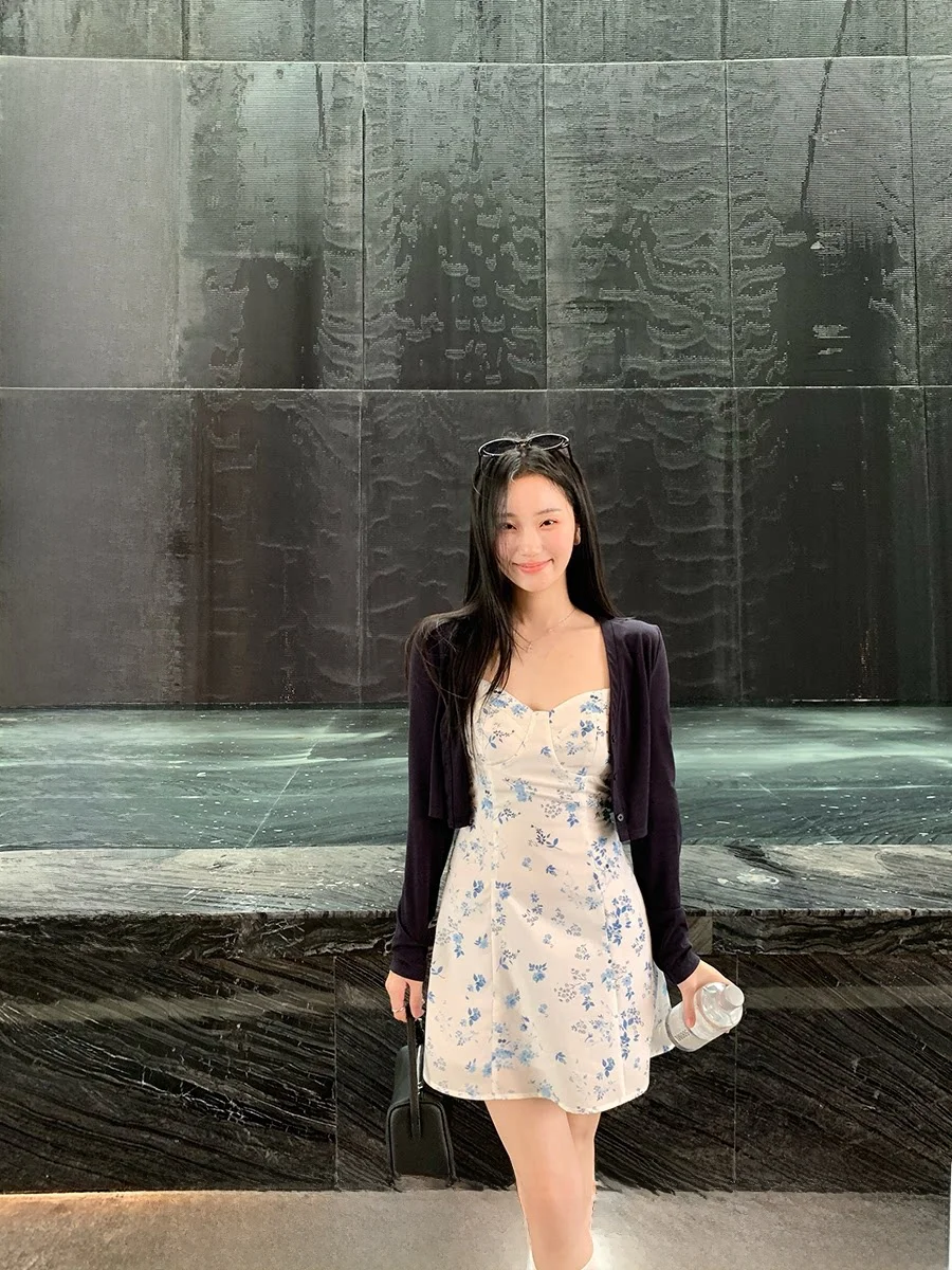 

Slim Fit ort Knitted Cardigan Women's Faion Spring Summer New Sle Blue Knitwear Casual Versatile Open Front Top