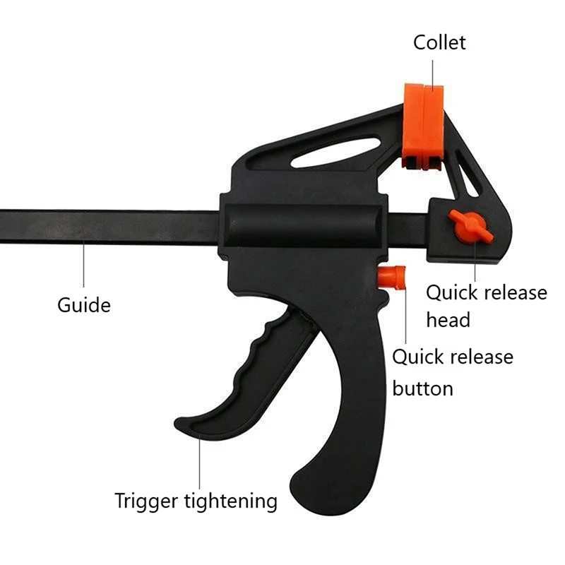 【Tool DIY Adjustable Hand Woodworking Spreader 4 Inch Clip Kit Quick Ratchet Release F Clamp Speed Squeeze Work Bar Clamp】