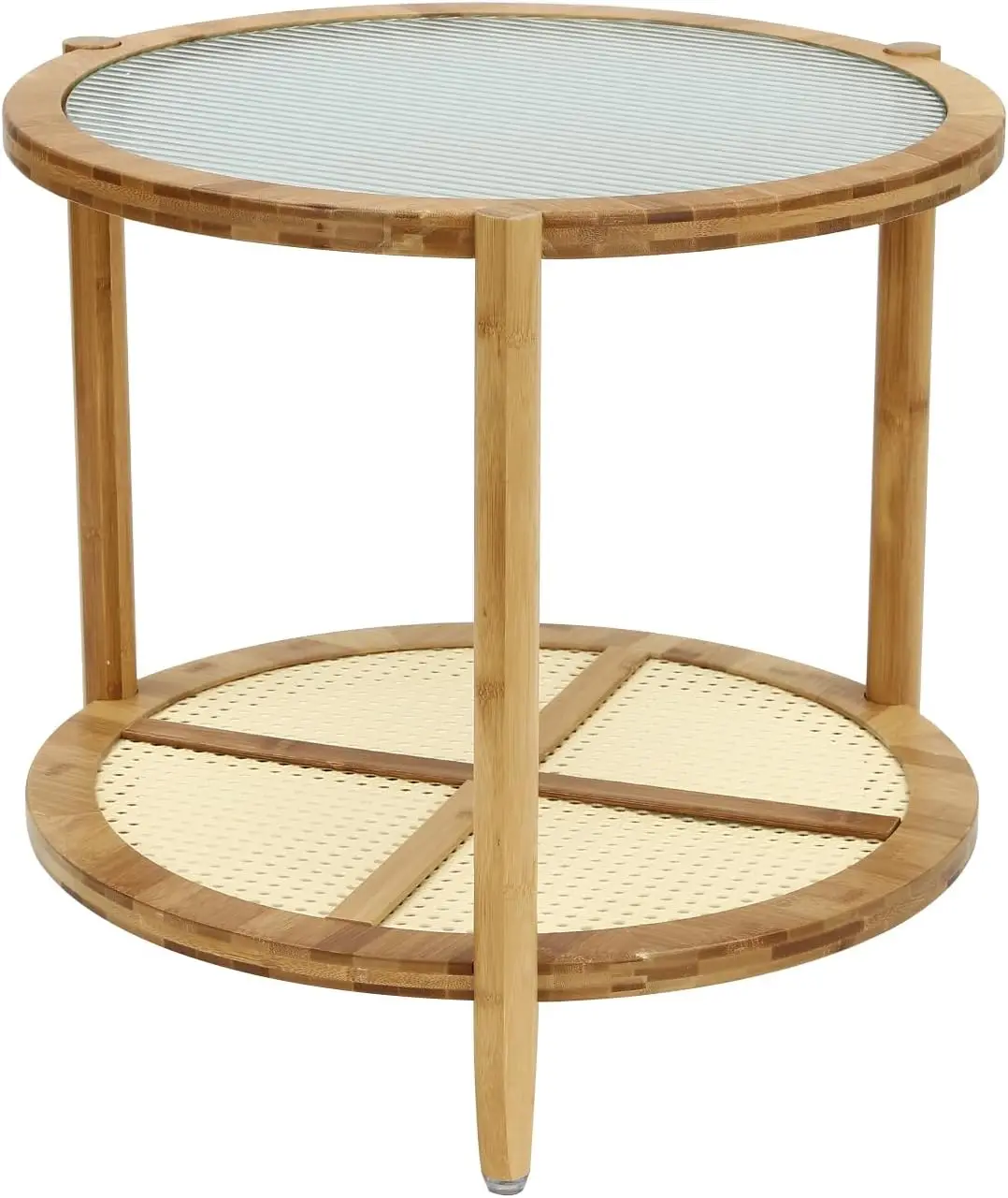 Round Coffee Table 2 Tier Farmhouse End Coffee Tray Snack Table With Storage Small Wooden Coffee Table For Living Room Office