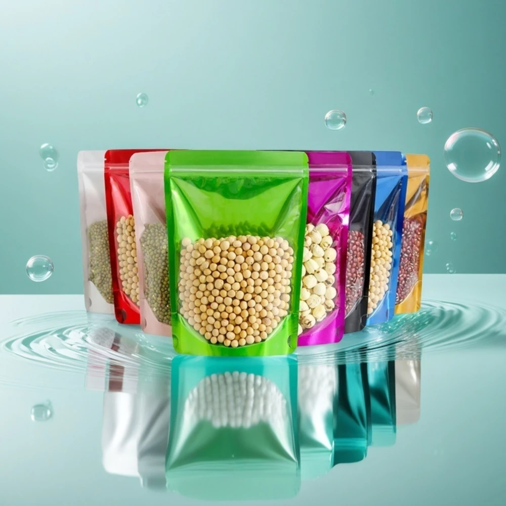 

100Pcs Side Transparent Stand Up Pouch Moisture Proof Sealing Bags for Oats Biscuits Small Business Packaging Food Pouches