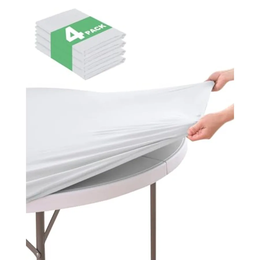 

Fitted Table Covers ch Spandex WaterResistant Tablecloth with Elastic, 4 Pack Circle Folding Table Cloths for Party Banquet
