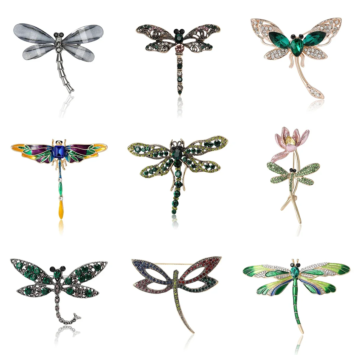 Luxury Crystal Dragonfly Brooches for Women Unisex Insect Pins Multi-color Available Casual Party Accessories Gifts