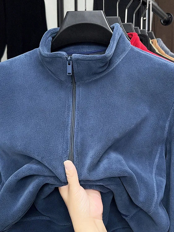 

Men's Double-Sided Fce Lined Thiened Open Cardigan Sweatirt Stand Collar Autumn Winter Outdoor Warm Polyester Jaet