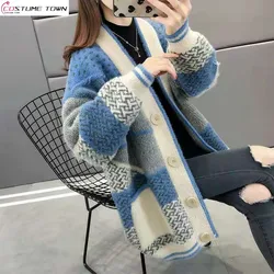 2024 Autumn/Winter Korean Edition New Thick Knitted Cardigan Coat Fashionable Loose Knitted Sweater Trend