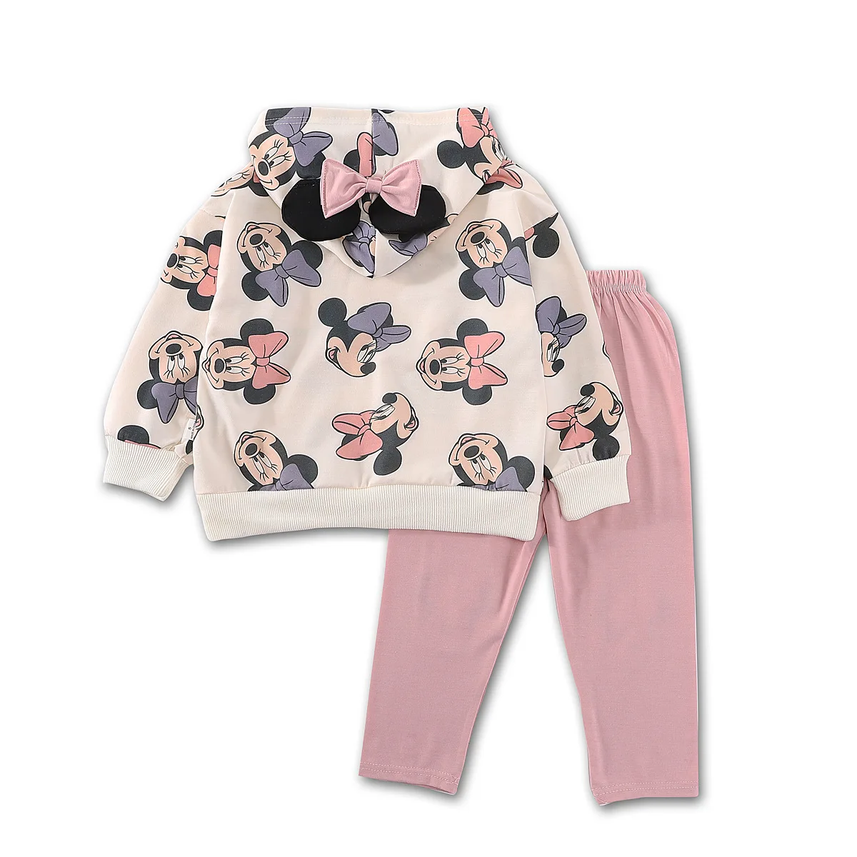 Moda primavera bambina Minnie stampa principessa felpa con cappuccio Set autunno ragazze bambino carino vestito Casual bambini manica lunga vestiti