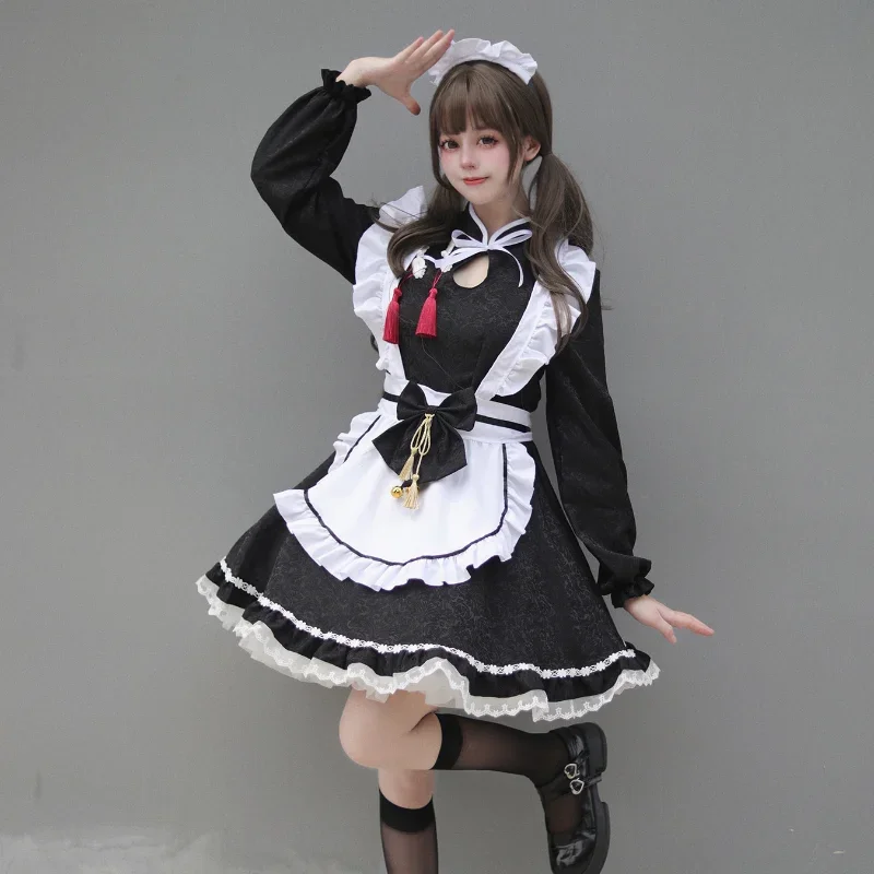 

New Chinese Style Jacquard Lolita Dress Maid Clothing Plus Size Maid Clothing COS Suit Lolita Dress for Girl Kawaii Dress