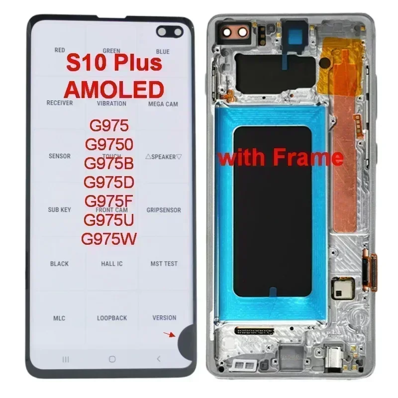 LCD Touch Screen Digitizer Assembly, Samsung Galaxy S10 Plus, G975, G9750, SM-G975F, DS, G975FN, G975U, 100% AMOLED