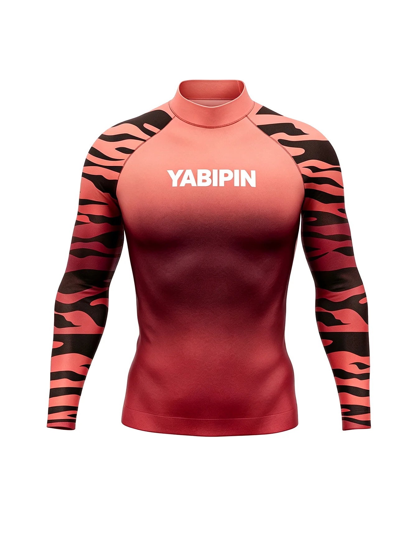 Pure Performance Men’s Rash Guard Stand Collar Long Sleeve, Snug Fit Quick Dry for Fishing Water Sports