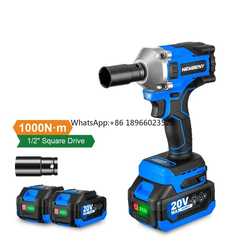 

1000N.m Torque Brushless Electric Wrench 1/2 inch Efficient Cordless Electric Impact Wrench Power Tool For Makita Battery