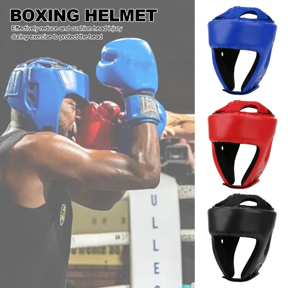 MMA Helmet adult male Female fighting muay thai kick boxing training helmet safety headgear Sanda Protector Guard Black Blue Red